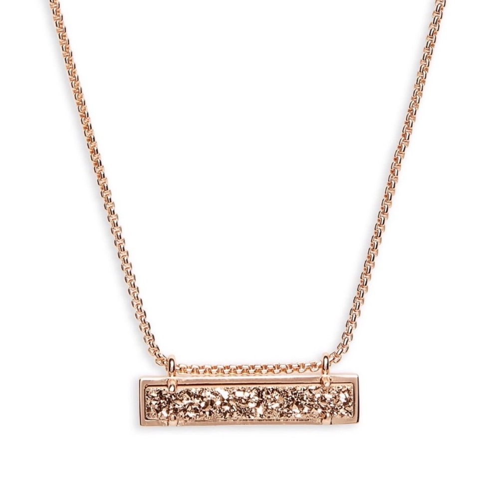 Kendra Scott Leanor Bar Sparkly Drusy Necklace In Rose Gold